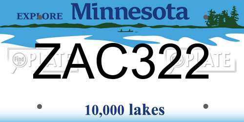 ZAC322 Minnesota License Plate