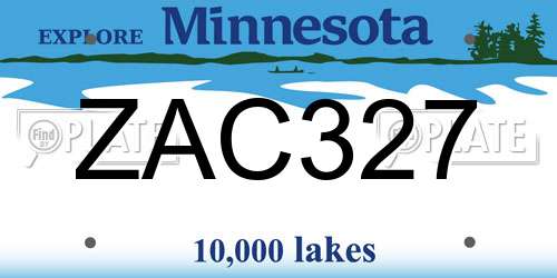 ZAC327 Minnesota License Plate