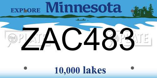 ZAC483 Minnesota License Plate