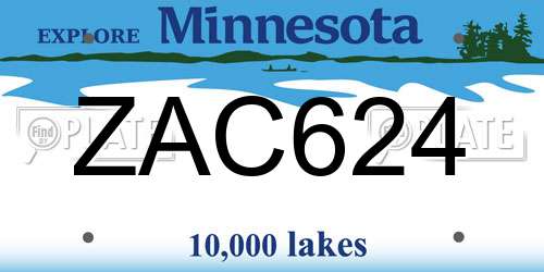 ZAC624 Minnesota License Plate