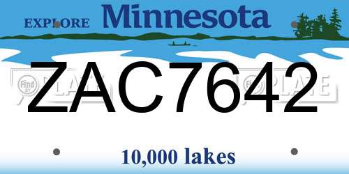 ZAC7642 Minnesota License Plate