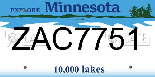 ZAC7751 Minnesota License Plate