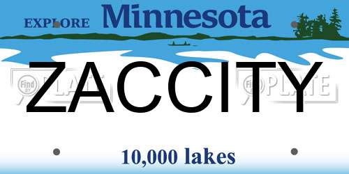 ZACCITY Minnesota License Plate