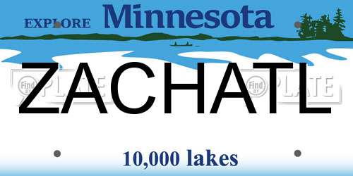 ZACHATL Minnesota License Plate
