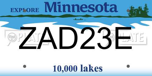 ZAD23E Minnesota License Plate