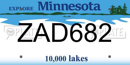 ZAD682 Minnesota License Plate