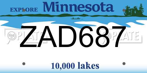 ZAD687 Minnesota License Plate