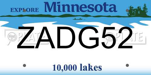 ZADG52 Minnesota License Plate