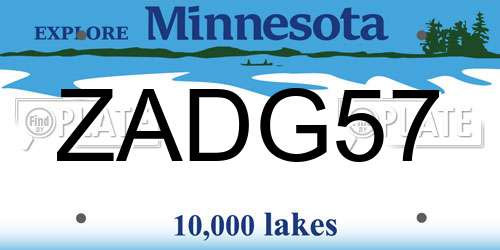ZADG57 Minnesota License Plate