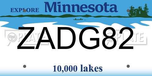 ZADG82 Minnesota License Plate