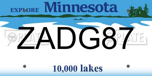 ZADG87 Minnesota License Plate