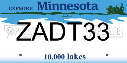 ZADT33 Minnesota License Plate
