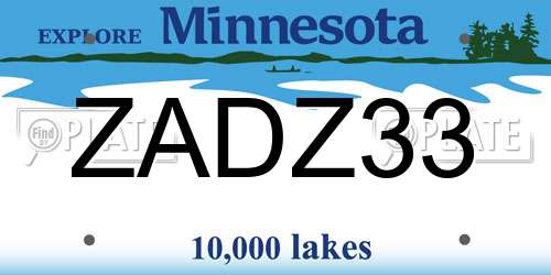 ZADZ33 Minnesota License Plate