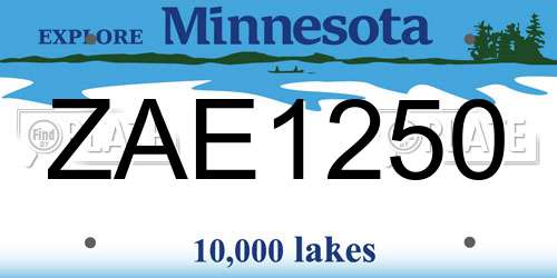 ZAE1250 Minnesota License Plate