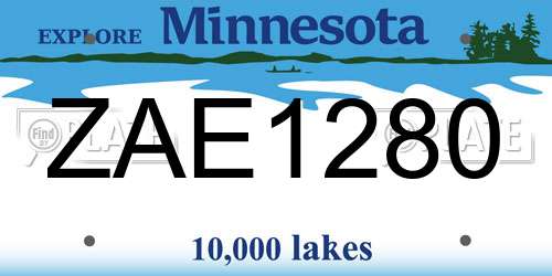 ZAE1280 Minnesota License Plate