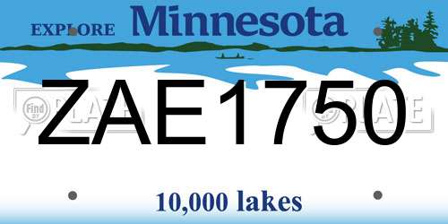 ZAE1750 Minnesota License Plate