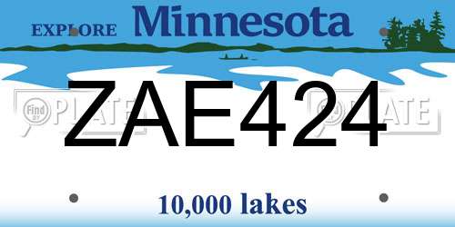 ZAE424 Minnesota License Plate