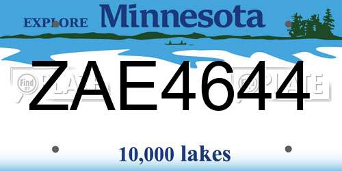 ZAE4644 Minnesota License Plate
