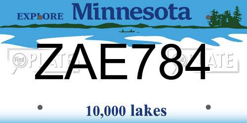 ZAE784 Minnesota License Plate