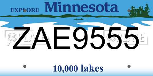 ZAE9555 Minnesota License Plate