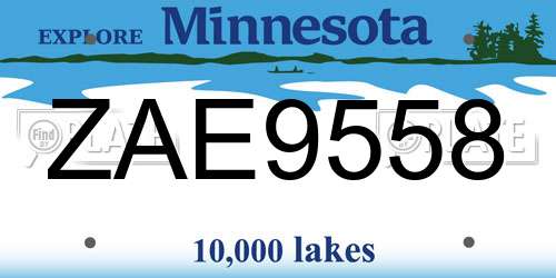 ZAE9558 Minnesota License Plate