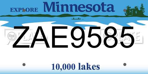 ZAE9585 Minnesota License Plate