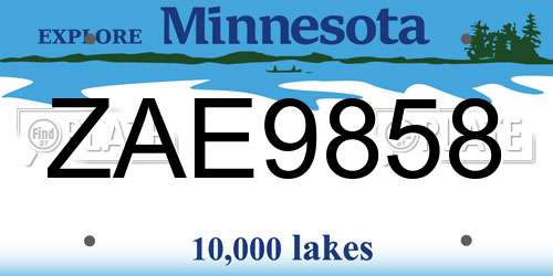 ZAE9858 Minnesota License Plate