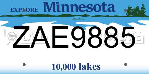 ZAE9885 Minnesota License Plate