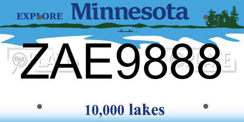 ZAE9888 Minnesota License Plate