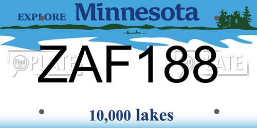 ZAF188 Minnesota License Plate