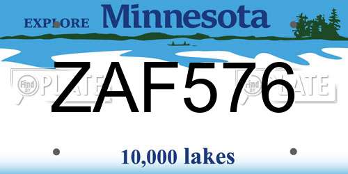 ZAF576 Minnesota License Plate