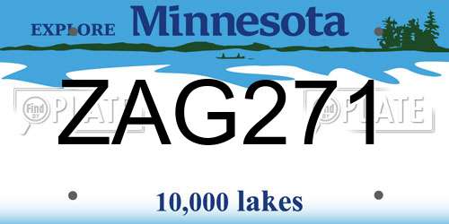 ZAG271 Minnesota License Plate