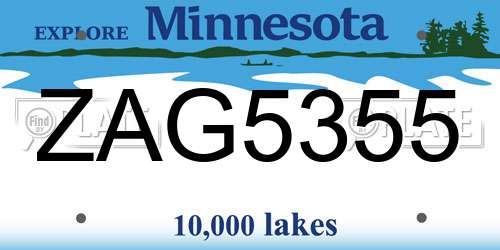 ZAG5355 Minnesota License Plate
