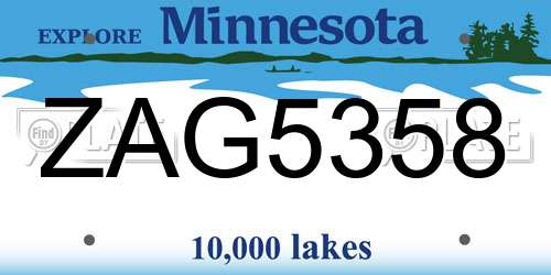 ZAG5358 Minnesota License Plate