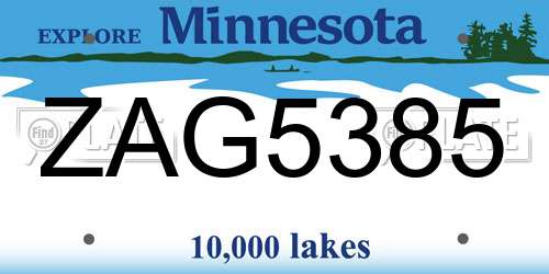 ZAG5385 Minnesota License Plate