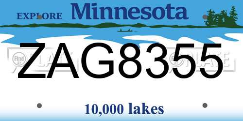 ZAG8355 Minnesota License Plate