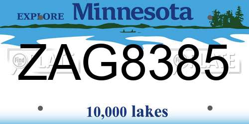 ZAG8385 Minnesota License Plate