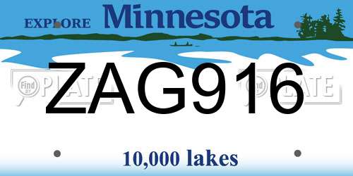 ZAG916 Minnesota License Plate