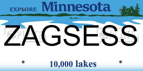 ZAGSESS Minnesota License Plate