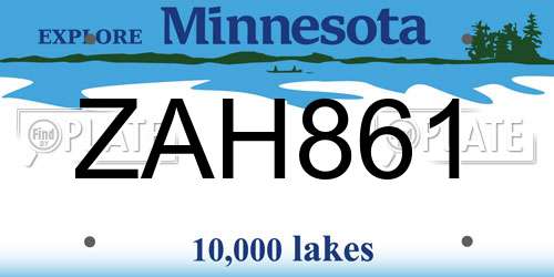 ZAH861 Minnesota License Plate