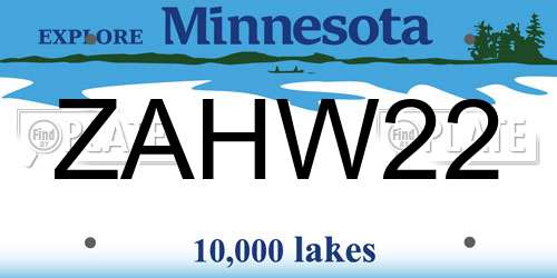 ZAHW22 Minnesota License Plate