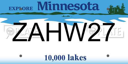 ZAHW27 Minnesota License Plate