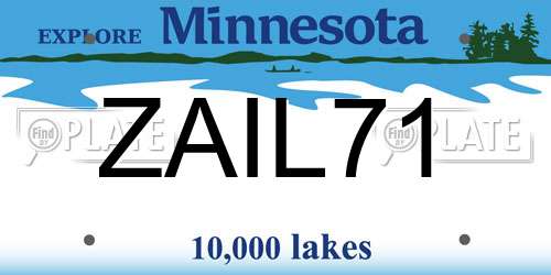 ZAIL71 Minnesota License Plate