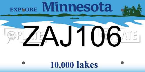 ZAJ106 Minnesota License Plate