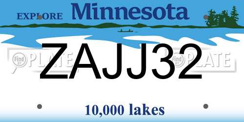 ZAJJ32 Minnesota License Plate