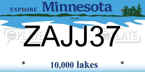 ZAJJ37 Minnesota License Plate