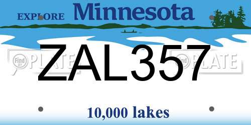ZAL357 Minnesota License Plate