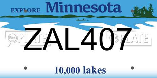 ZAL407 Minnesota License Plate