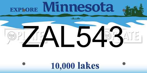 ZAL543 Minnesota License Plate