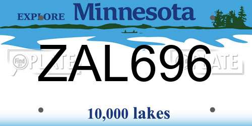 ZAL696 Minnesota License Plate